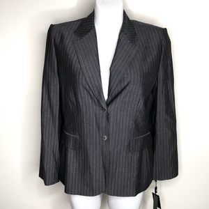NWT Tahari Grey White Pinstripe Blazer Size 16